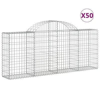Produktbild von Gabionen mit Hochbogen 50 Stk. 200x30x80/100cm Verzinktes Eisen