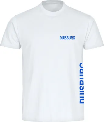 Produktbild von multifanshop Herren T-Shirt - Duisburg - Brust & Seite, weiß, Größe XXL