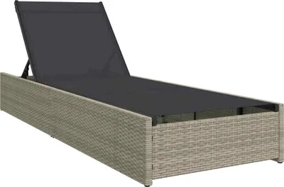 Zdjęcie produktu dla vidaXL Leżak z poduszką Beżowy 60 x 200 x 27 cm Polirattan