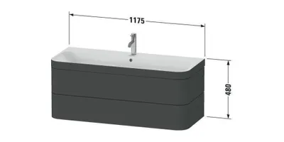 Produktbild von Waschtischset HAPPY D.2 PLUS 2 Schubk 1175x490mm o HL weiß supermatt ohne Hahnloch weiß supermatt