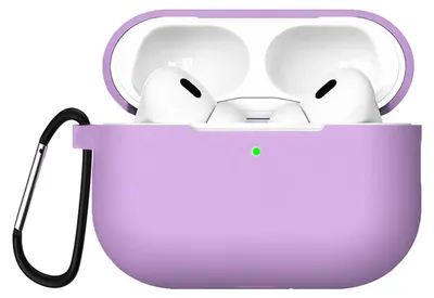 Immagine prodotto di AirPods Pro 3 Custodia protettiva in silicone con moschettone, custodia morbida al tatto, custodia resistente agli urti, antiscivolo, protezione a 360°,  viola