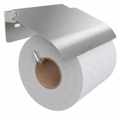 Produktbild von Minismus Toilettenpapierhalter mit Abdeckung - Gebürsteter Edelstahl, bohrfreie Montage