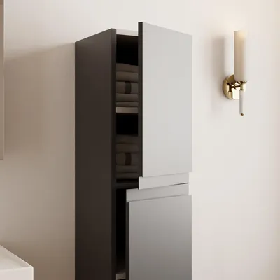 Produktbild von Hochschrank Lara | Badezimmerschrank Hängeschrank Badmöbelschrank Midischrank