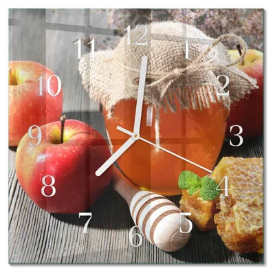 Produktbild von Tulup Glasuhr Wanduhr Küchenuhr Echt-Glas 30x30 cm Modern Dekorativ Geräuschlos Weiße Zeiger - Apfelhonig