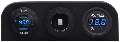 Produktbild von ProRide 12V USB-Ladegerät 2 Anschlüsse 45W QC3.0, Voltmeter 12V/24V