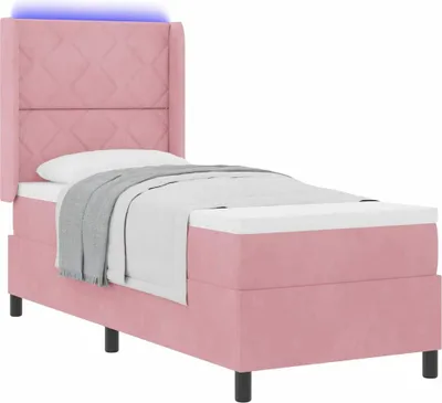 Immagine prodotto di Letto a molle con materasso con led Rosa 80 x 200 cm Velluto