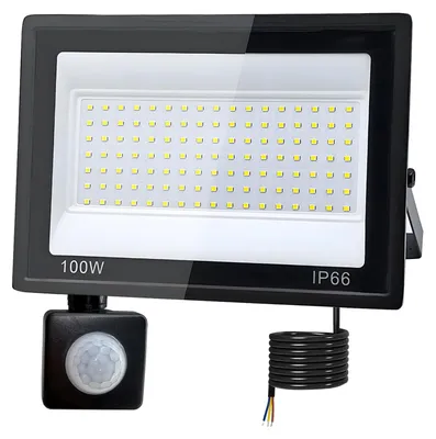 LED-Flutlicht 100W mit Bewegungsmelder, 10000LM, IP66, 6500K