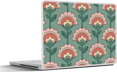 Produktbild von MuchoWow® Laptop Aufkleber Sticker Cover Blumen - Retro - Muster 25x18 cm - Laptop-Deko