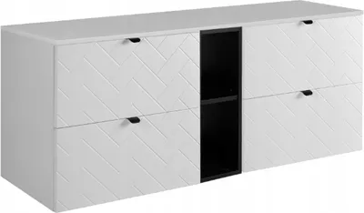 Produktbild von RODAN | Waschbeckunterschrank 140 cm - Weiß Matt - Badezimmerschränke - Badmöbel - Waschbecken Unterschränke - Arbeitsplatte - Schwarz Bücherregal