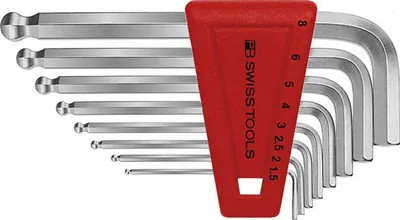 Produktbild von Swiss Tools Winkelschraubendreher- Satz im Kunststoffhalter 8-teilig 1,5-8mm Kugelkopf