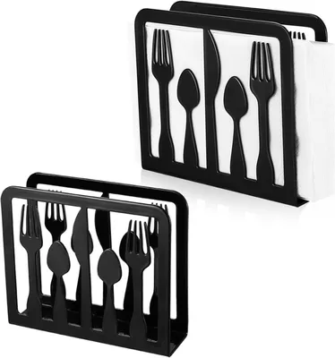 Productafbeelding van Servettenhouder, metaal, zwart, 2 stuks, geschikt voor tafel en keuken