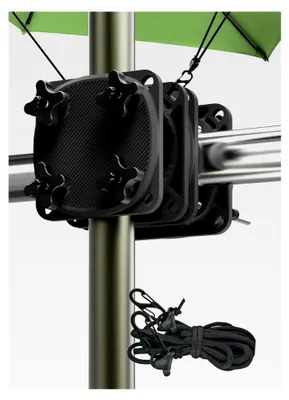 Produktbild von Sonnenschirmhalter für Balkongeländer SunnyGuy 2.0, Schwarz - Universelle Halterung für Sonnenschirme auf dem Balkon