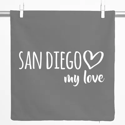 Produktbild von Huuraa Kissenbezug San Diego my love 40x40cm Steel Grey Baumwolle Dekokissenbezug Geschenkidee