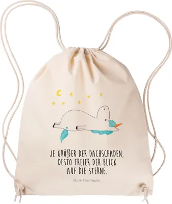 Produktbild von Mr. & Mrs. Panda Säckchen Einhorn Sternenhimmel - Transparent - Geschenk, Kleiner Rucksack, Unicorn, Einhörner, Sportbeutel, baumwolle beutel, Verrückt, gym tasche