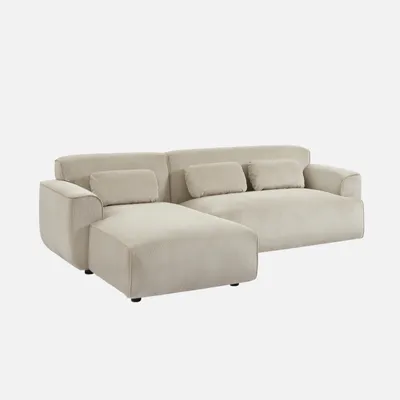 Produktbild von sweeek - 2-3-Sitzer Ecksofa mit Cordbezug, Recamiere links - Grau Beige