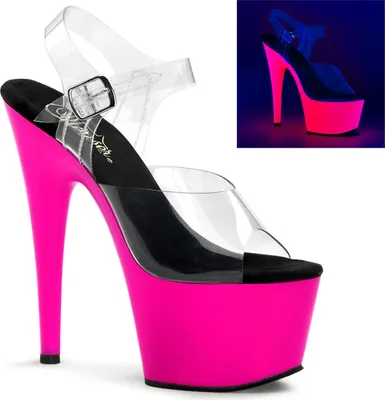 Produktbild von Pleaser | High Heels - Adore-708UV - Neon Rosa - EU 38 - Leuchtend - Plateau - Ideal für Pole Dance