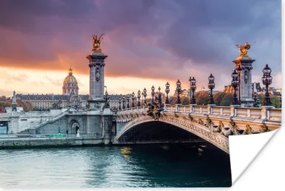 Produktbild von MuchoWow® Poster Paris - Brücke - Himmel 120x80 cm - Bilder
