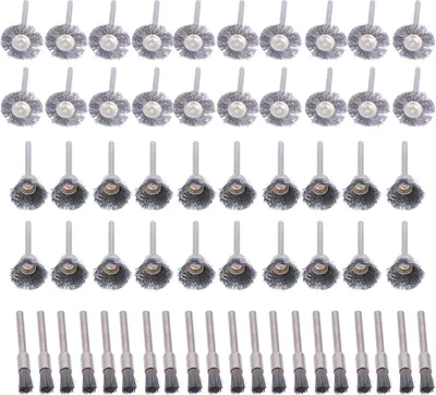 Produktbild von 60-teiliges Set aus Stahldrahtschleifscheiben, Metallschleifstiftbürsten und Zubehör für Rotationswerkzeuge