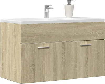 Produktbild von "2026 Aktion" Waschbeckenunterschrank - CLORIS - Badezimmerschrank - schlichte Design - Sonoma-Eiche 80x38,5x46cm Holzwerkstoff - NeuMöbel1780204
