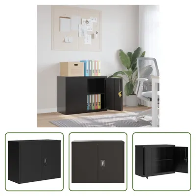 Obrázek produktu pro The Living Store skříň na dokumenty černá 90x40x70 cm ocelová