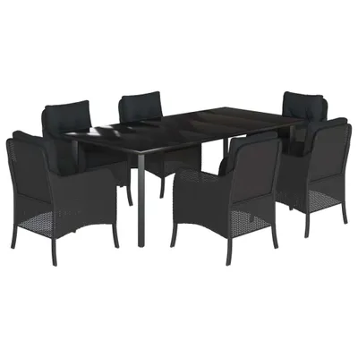Imagen del producto de vidaXL Juego de mesa de jardín de 7 piezas con cojines, color , fabricado en ratán sintético