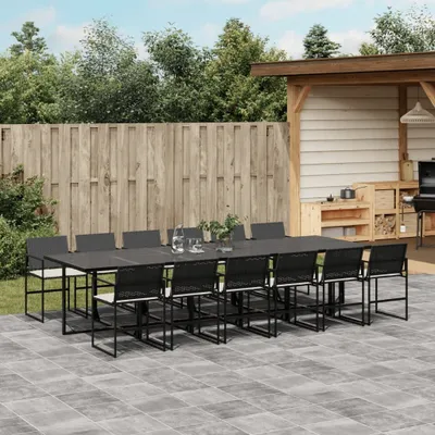 Immagine prodotto di Set di mobili da giardino durevole set di mobili da balcone set da pranzo da giardino 13 pezzi con cuscini nero poly rattan - set di mobili da giardino Octo7924851 6parcel