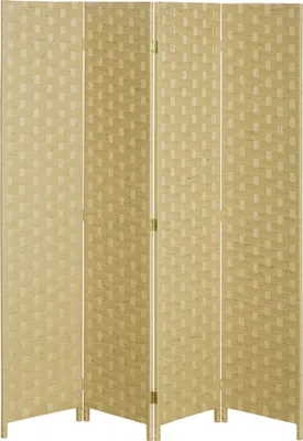 Produktbild von HOMCOM Paravent-Raumteiler, 4 Paneele, 159,5 x 169,5 cm, faltbares Papierseil, Raumteiler, Dekoration, Trennwand für Schlafzimmer, Wohnzimmer, Braun