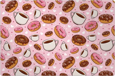 Produktbild von Küchenmatte 150x225 cm Vinylmatte Bodenmatte Dekoration - Süßer Donut und Kaffee