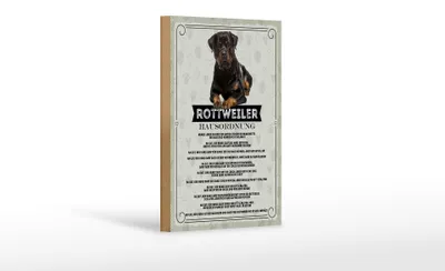 Produktbild von Holzschild Spruch 12x18 cm Tiere Rottweiler Hausordnung Hunde