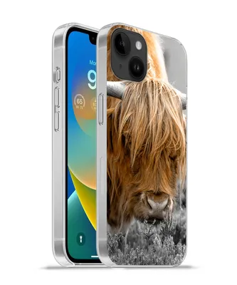 Produktbild von MuchoWow® Handyhülle Schutzhülle Hülle für Apple iPhone 14 Plus - Soft case Scottish Highlander - Pflanzen - Schwarz - Weiß Silikon Softcase Handy Hülle - Abbildung