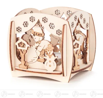 Productafbeelding van Theelichthouder Wintermagie. Afmetingen: 8,5 cm (breedte) x 8 cm (hoogte) x 8,5 cm (diepte). Nieuw