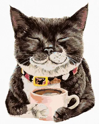Produktbild von Zuty - Malen nach Zahlen - KATZE UND KAFFEE (HOLLY SIMENTAL), 40x50 cm, ohne Keilrahmen