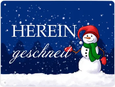 Produktbild von Hereingeschneit Schneemann Metallschild XL in 21x28 cm