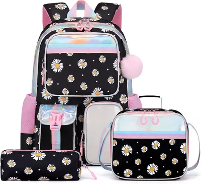 Produktbild von Amythe Schulranzen Mädchen 3. bis 10. Klasse 3-teilig Set, Schwarz