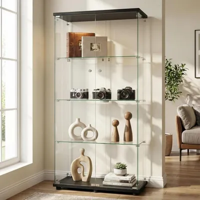 Image de Vitrine réfrigérée, hauteur 164,5 cm, 2 portes, 4 étagères, verrouillable, couleur noire