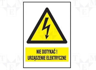 Zdjęcie produktu dla 3 sztuki znaków ostrzegawczych. Wymiary: szerokość 52 mm, wysokość 74 mm. Kod produktu: 1EOA52/74PCV. Tablice ostrzegawcze