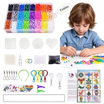 Produktbild von DIY Bügelperlen Set mit 6300 Perlen in 24 Farben für Kinder