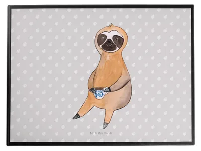 Produktbild von Mr. & Mrs. Panda Schreibunterlage Faultier Kaffee - Grau Pastell - Geschenk, tischpad, bastelunterlagen, schreibtischunterlagen, Coffee, schreibtischunterlage
