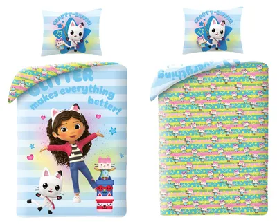 Produktbild von Gabby's Dollhouse Bettwäsche-Set – 140x200 cm Bettbezug und 60x70 cm Kissenbezug aus 100% Polyester