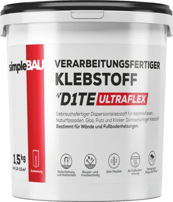 Produktbild von SimpleBau Fertigfliesenkleber Universal Kleber für Gipskartonplatten, 1.5kg