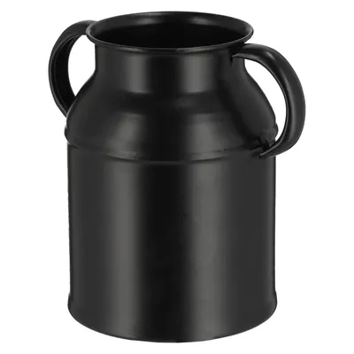 Produktbild von Metall Dekovase Schwarz 15x11 cm Blumenvase Tischvase Milchkannen Form Deko Vase Kanne