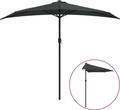 Zdjęcie produktu dla vidaXL Parasol balkonowy z aluminiowym drążkiem antracyt 270x144 cm półokrągły