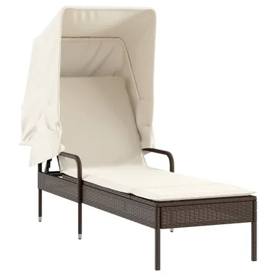 Produktbild von vidaXL Sonnenliege mit Dach Braun Poly Rattan