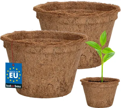 Image de KOTARBAU® Set de 2 pots de fleurs Pot de plantes en fibre de coco 19,5 x 12cm