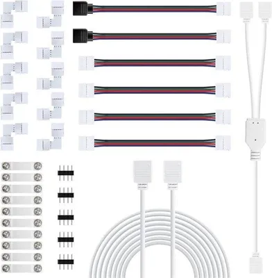 Obrázek produktu pro Spínač pro LED pásky – úhlové připojení – upevnění LED pásek – RGB 5050 LED pásky – 10 mm, 4pólový
