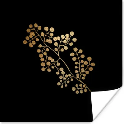Produktbild von MuchoWow® Poster Gold - Zweig - Blatt 75x75 cm - Wand Dekoration