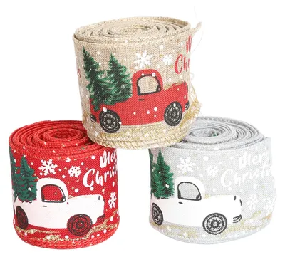 Produktbild von 3 Rollen Weihnachtsband mit Drahtrand, mehrfarbig, flexibel, dekorativ für Schleifen, DIY