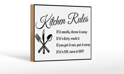 Produktbild von Holzschild Spruch 18x12cm Kitchen Rules Küche Regeln