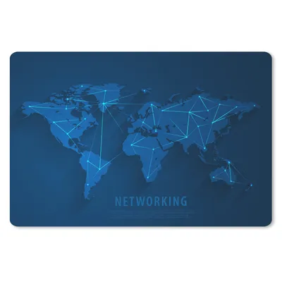 Produktbild von MuchoWow® Schreibtischunterlage Weltkarte - Einfach - Blau 60x40 cm - XXL Mauspad - Großes Mauspad