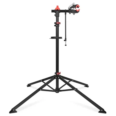 Produktbild von VERDA Fahrradmontageständer Reparaturständer bis 30 kg, höhenverstellbar 106–186 cm, klappbar, mit Werkzeugablage und Lenkerfixierung SN1325